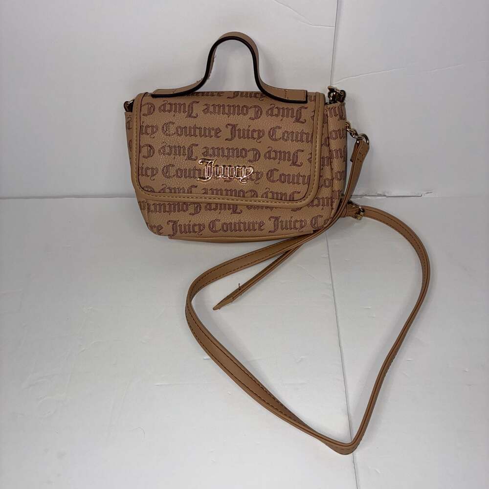 Juicy Couture Mono Glam Flap Crossbody Bag French Latte